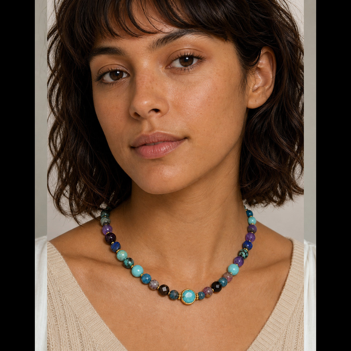 Jewels Necklace - Multi-stone Beaded Necklace Made with Love