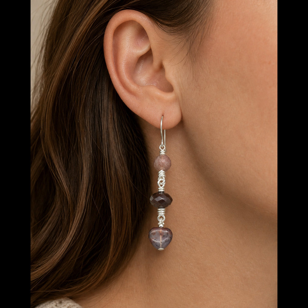 Antique Rose Earrings - Fancy Jasper and Sterling Silver
