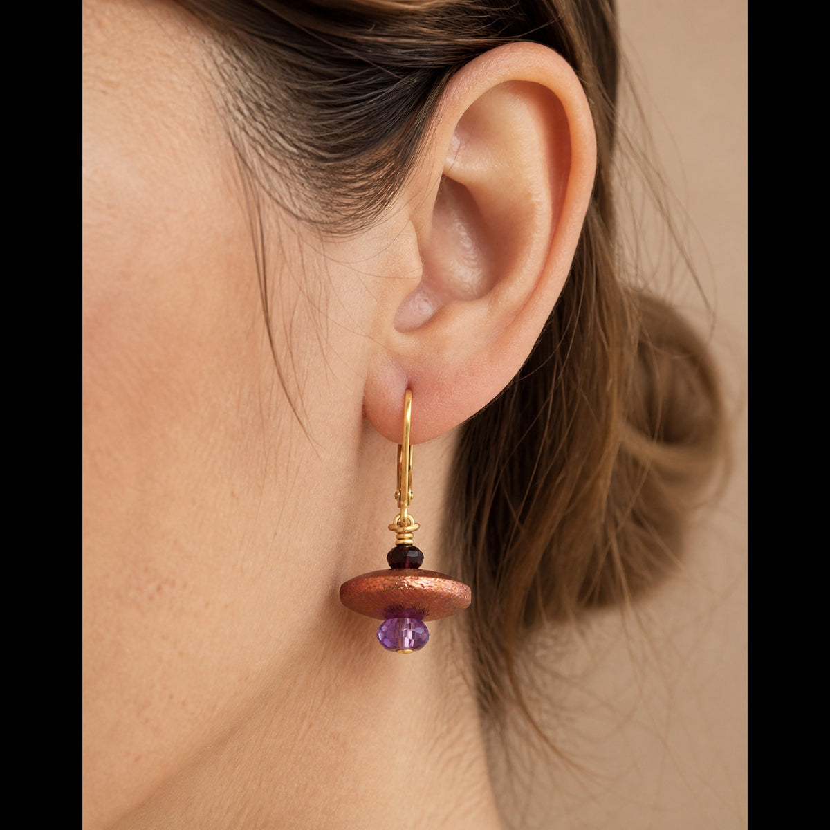 Arabian Nights Earrings - With Gold Filled Ear Wires, Amethyst and Garnet