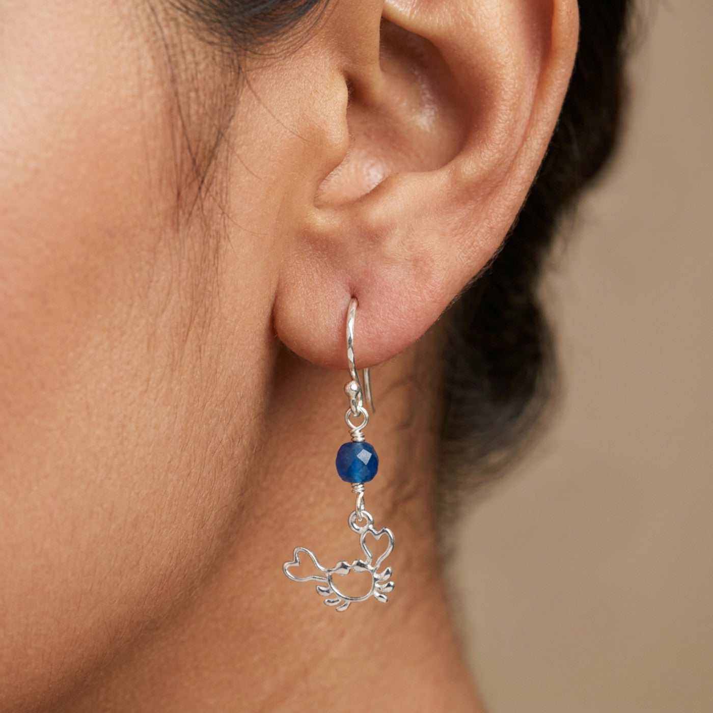 Blue Crabby Earrings - Sterling Silver & Apatite