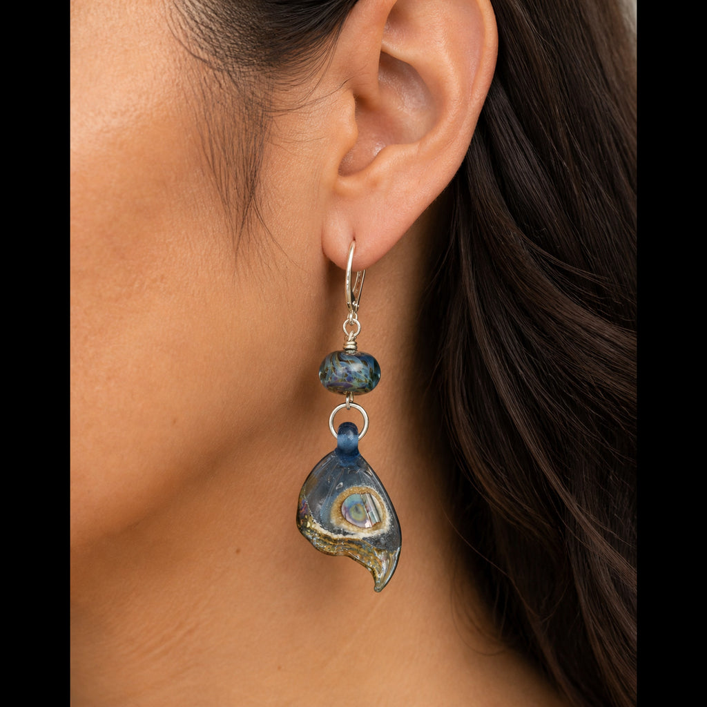 Butterfly Wing Earrings - Artisan Lampwork Glass & Sterling Silver