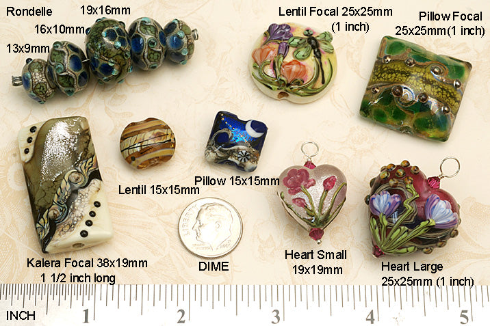 Sizing Chart Bead | Artisan Lampwork Beads | Ruby Acorn