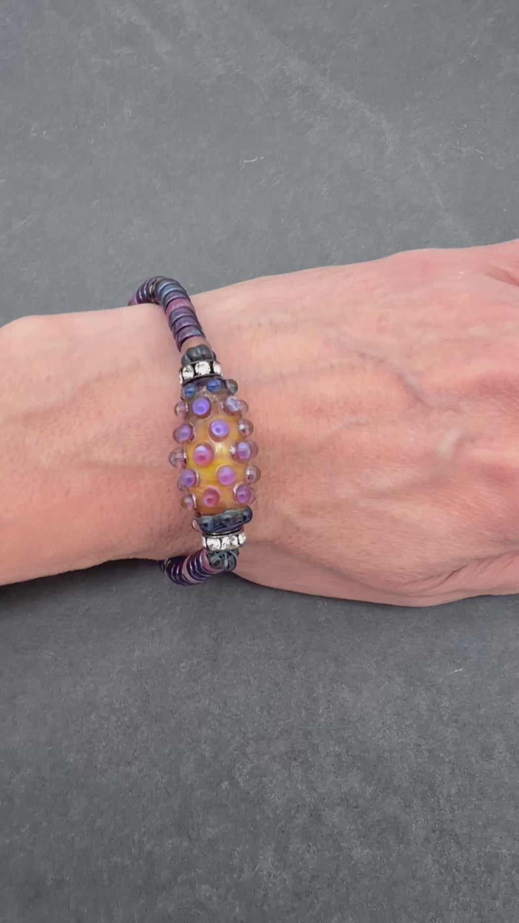 Video of handmade beaded bracelet, Winter Berries