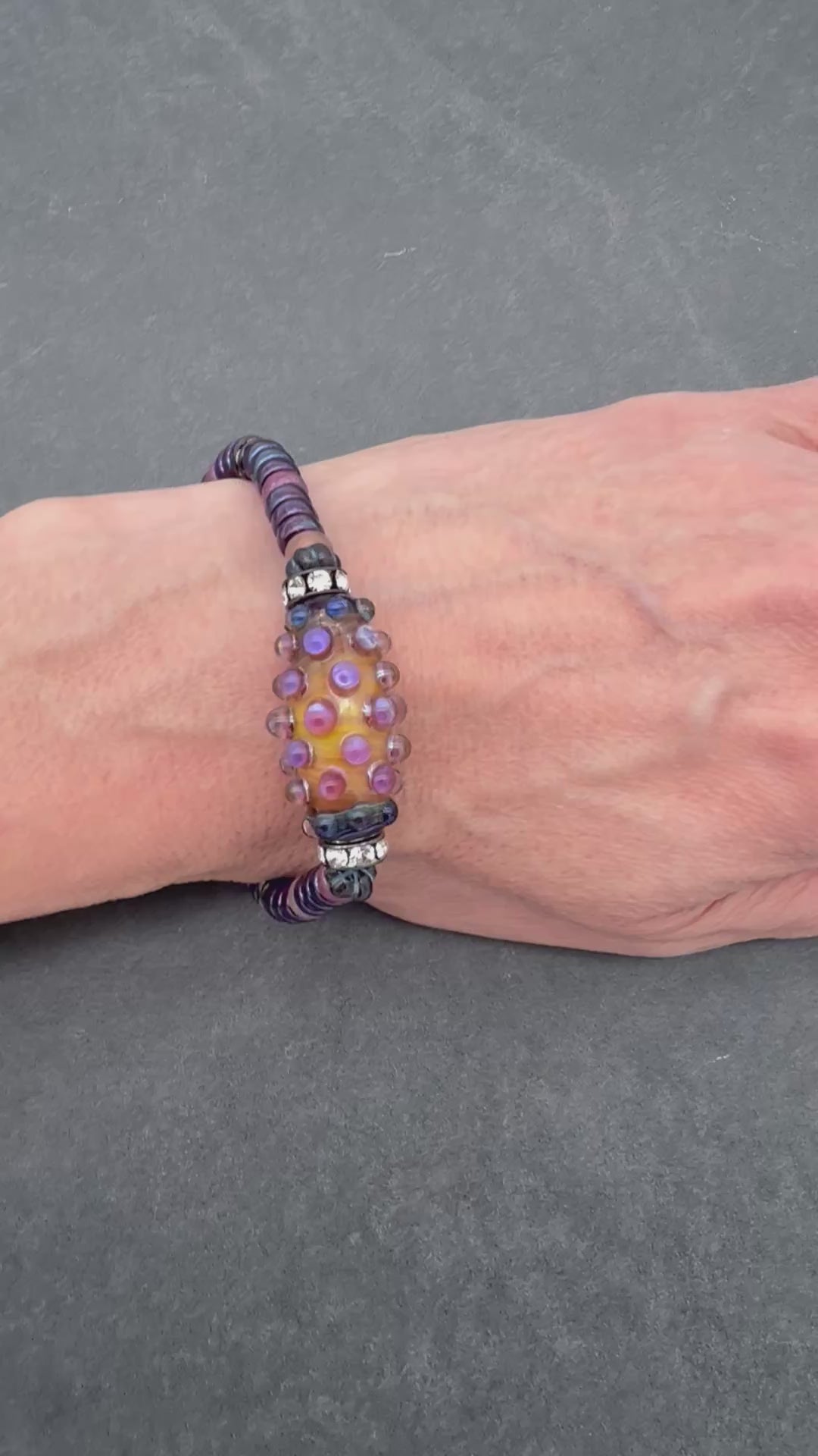 Video of handmade beaded bracelet, Winter Berries