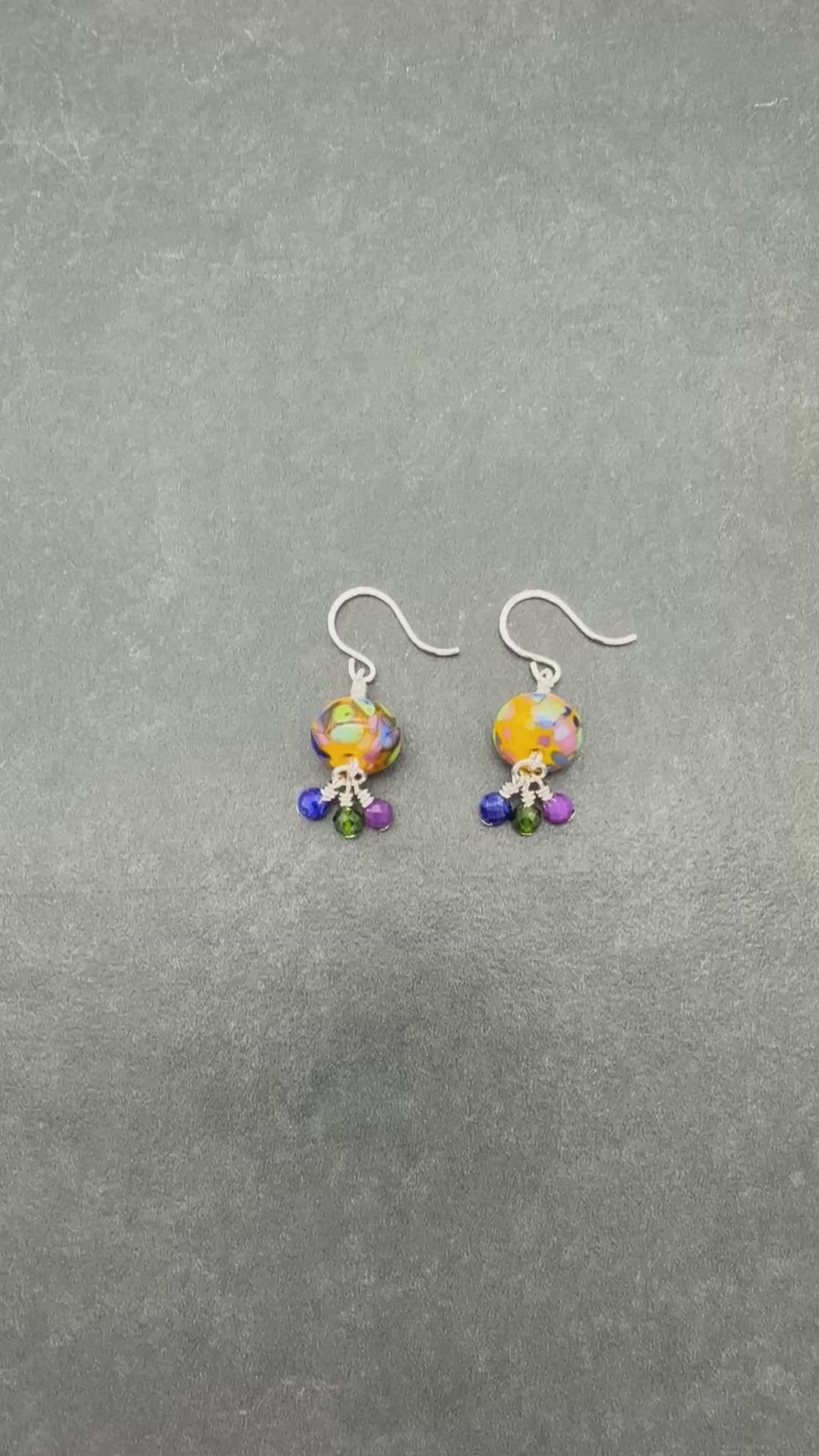 Video of colorful earrings with sterling silver hooks