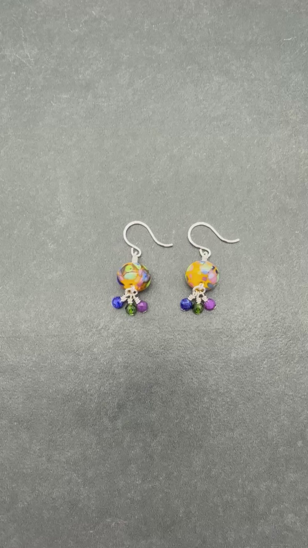 Video of colorful earrings with sterling silver hooks