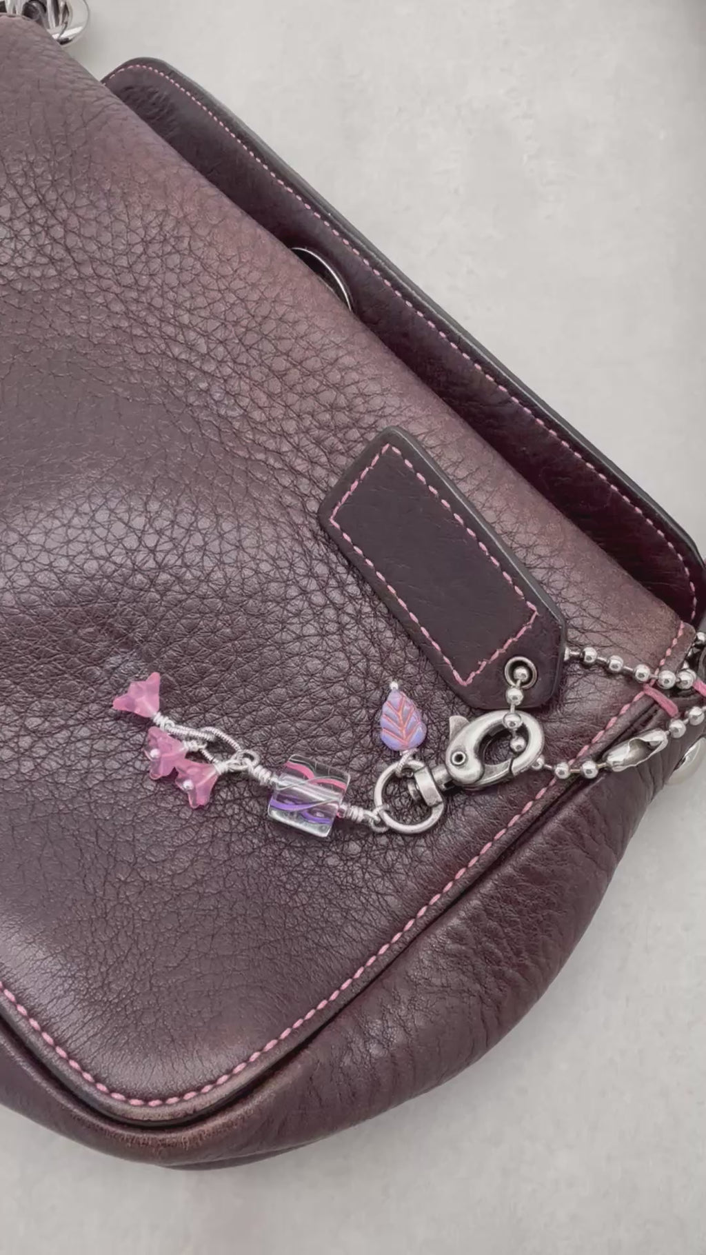 Pinky Promise Handbag Charm - Cane Glass & Czech Glass | Handmade Jewelry | Ruby Acorn