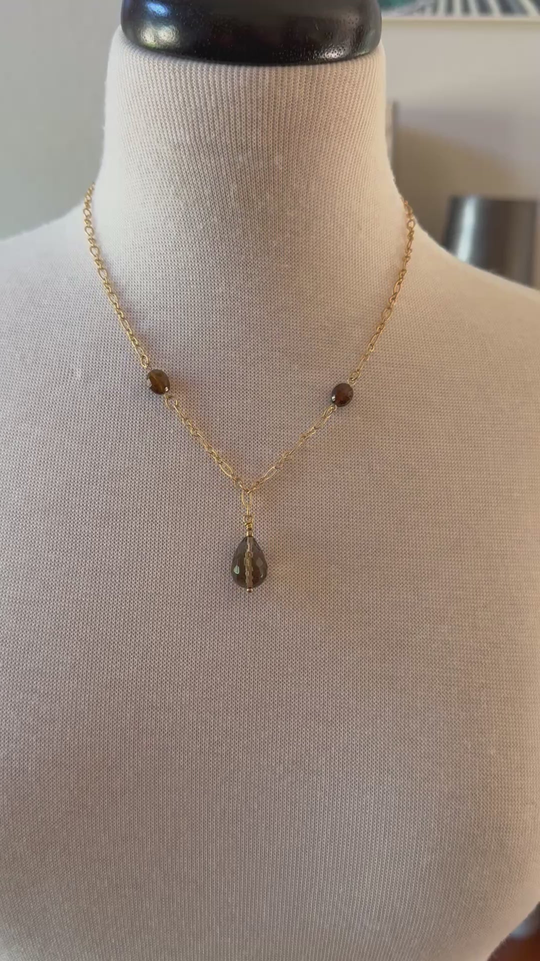 video of freya smoky quartz necklace