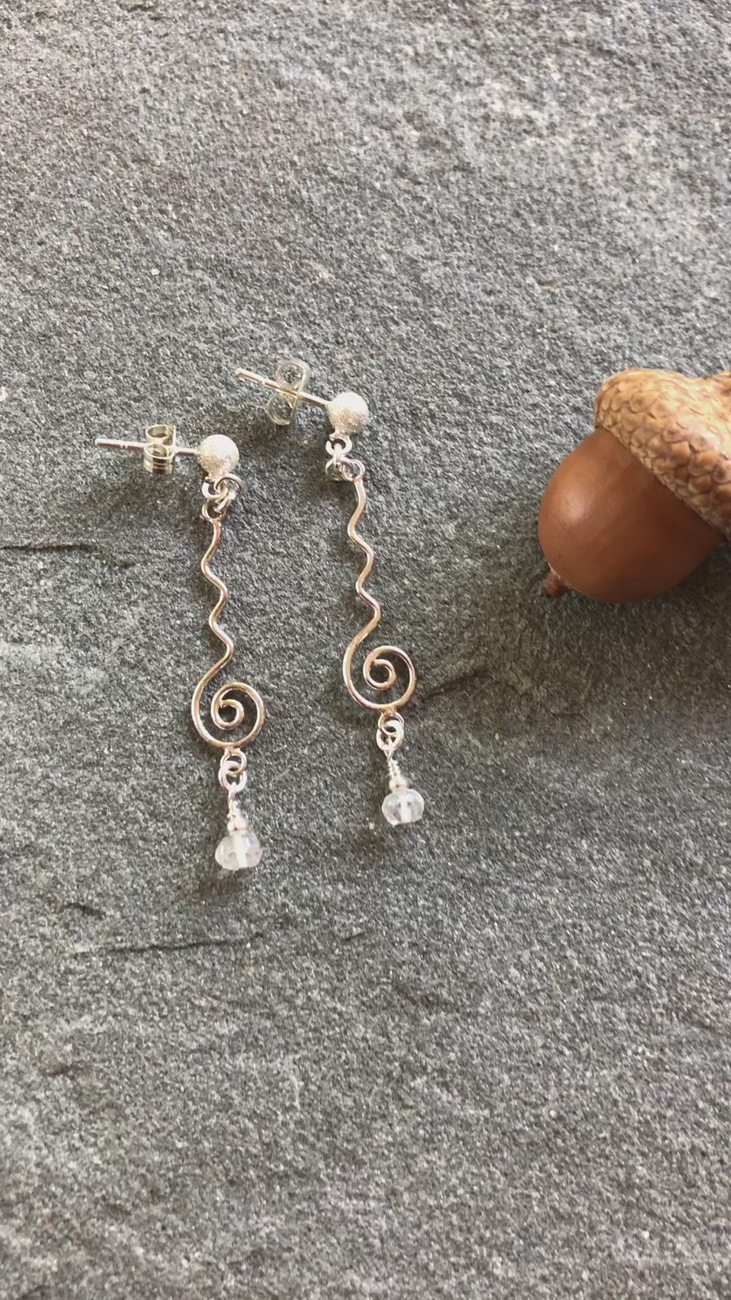 Moonstruck Handmade Dangle Earrings, Modern Sterling Silver links, Rainbow Moonstone