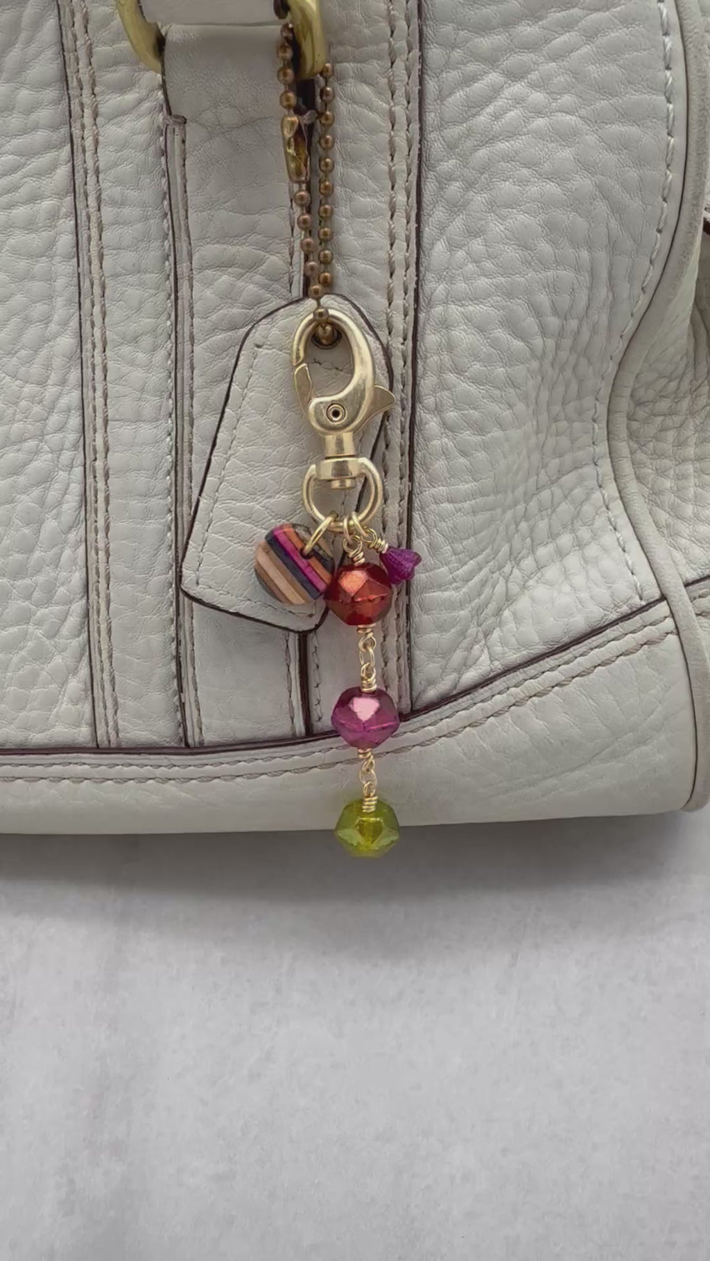 Tutti Fruity Handbag Charm - Handmade using Recycled Skateboard and Czech Glass | Handmade Jewelry | Ruby Acorn