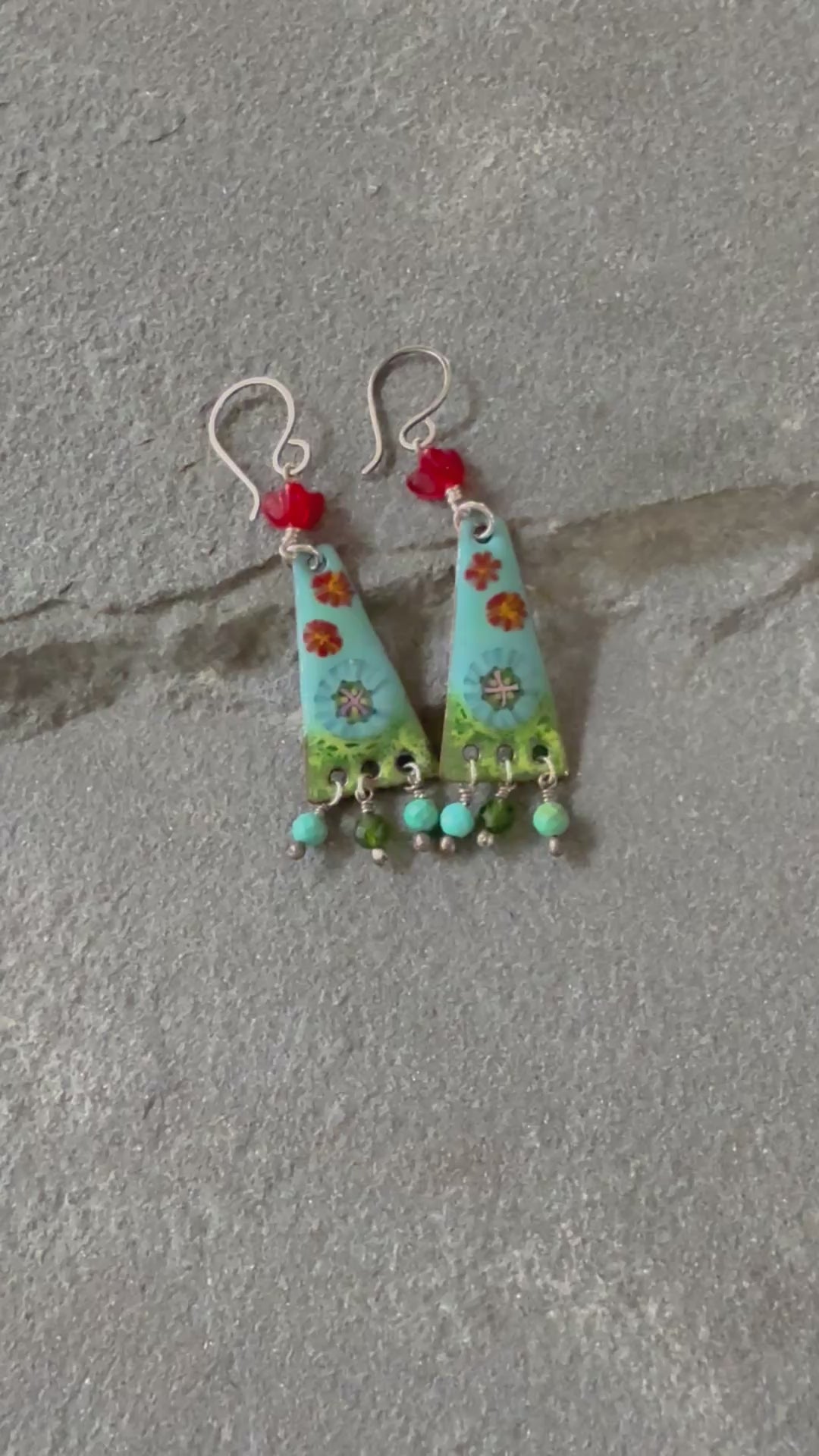 Exquisite In Bloom Handmade Dangle Earrings, Artisan Focals, AAA Chrome Diopside, Peruvian Amazonite, Natural Turquoise, Sterling Silver