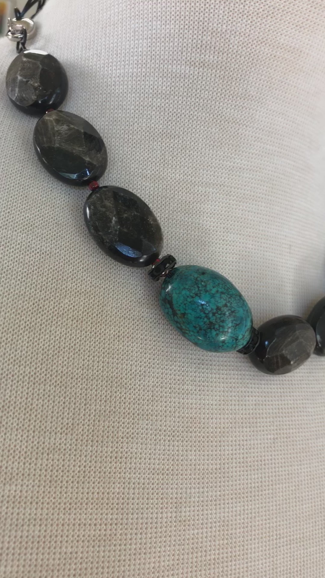 Night Sky Handmade Beaded Statement Necklace with Turquoise, Artisan Lampwork Glass and Mica