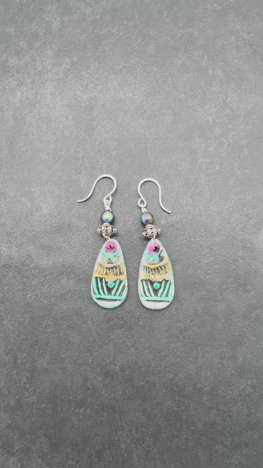 Video of colorful tribal earrings