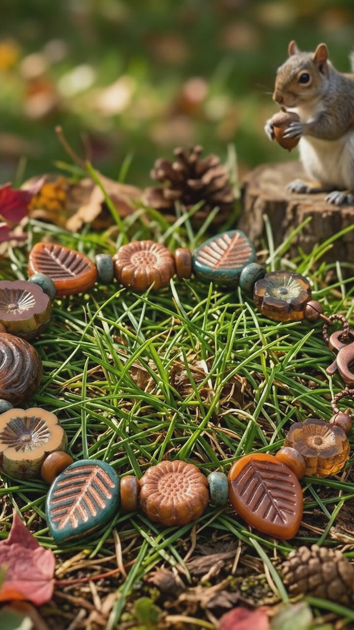 Video of Indian Summer Sky Bracelet as a little squirrel forages nearby.