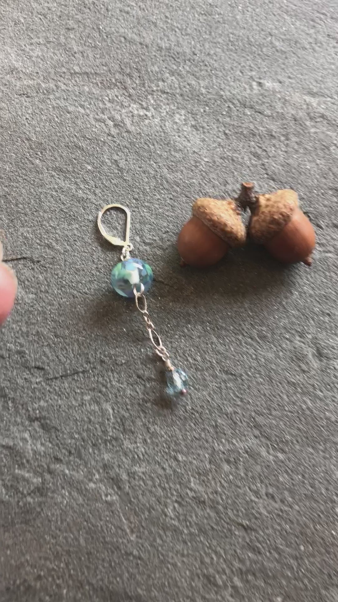 Baby Blue Handmade Dangle Earrings, Artisan Lampwork Glass, Sterling Silver, Blue Topaz